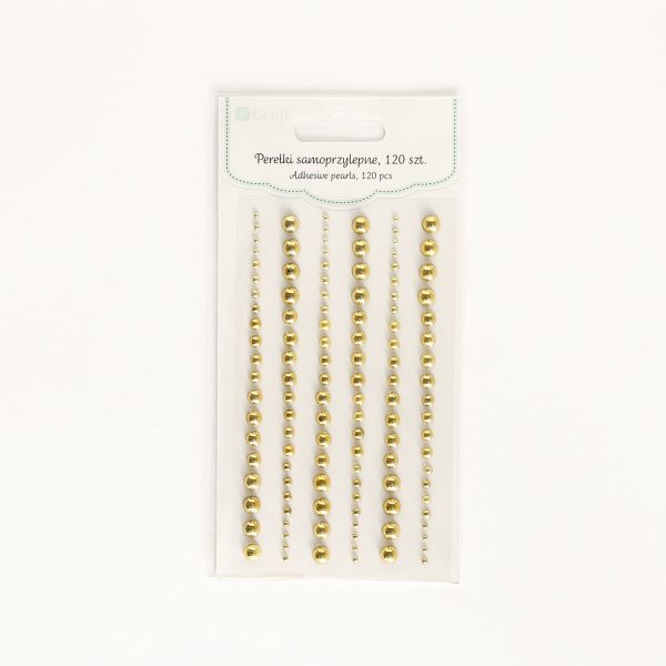 Self-adhesive gold pearls, mixed sizes, 120 pcs/set