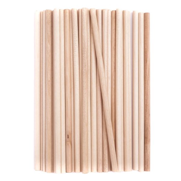 Wooden round creative sticks - 15 cm long, 50 pcs set