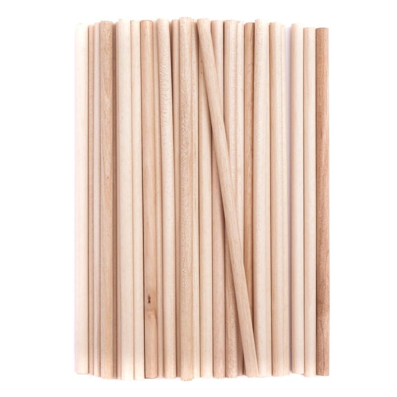 Wooden round creative sticks - 15 cm long, 50 pcs set